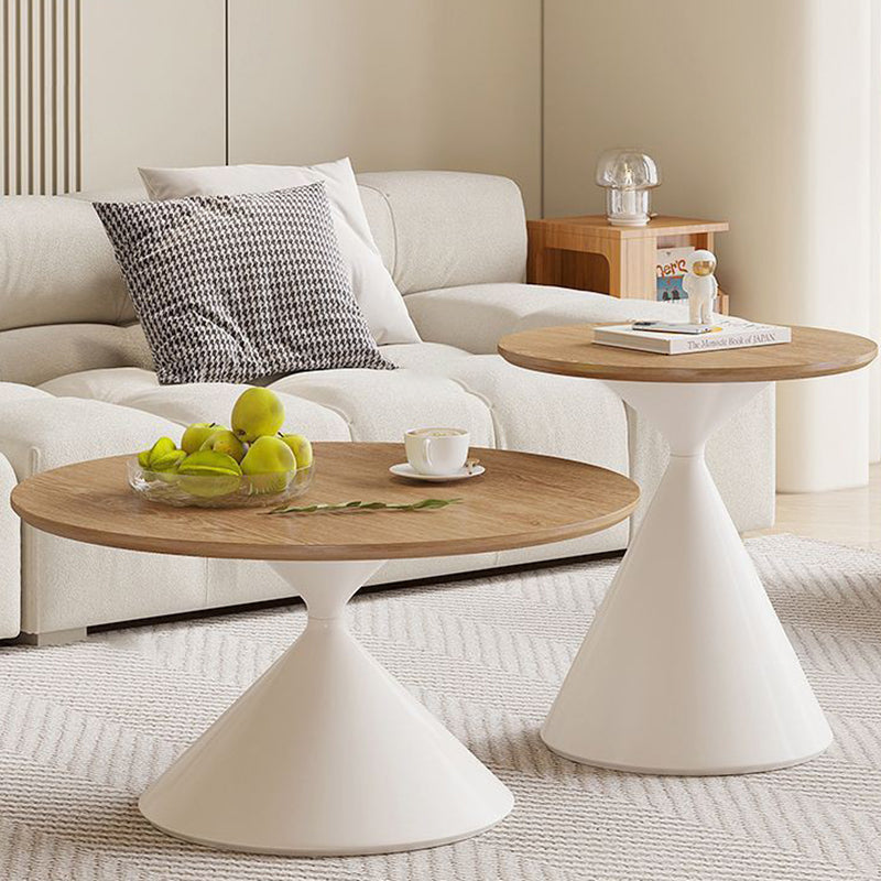 Scandinavian Cone Carbon Steel Side Table — Original Wood Color