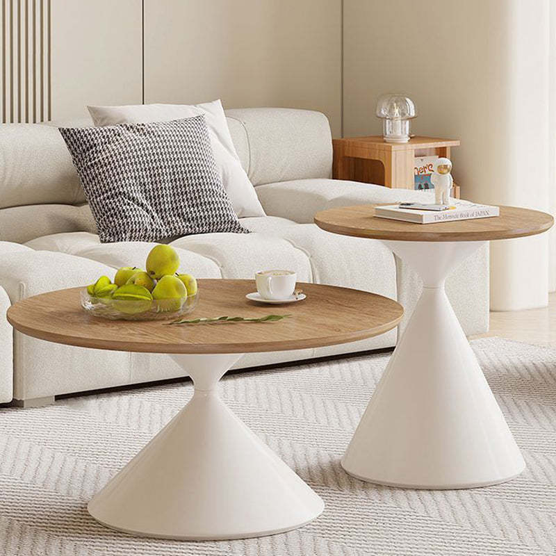 Scandinavian Cone Carbon Steel Side Table — Original Wood Color
