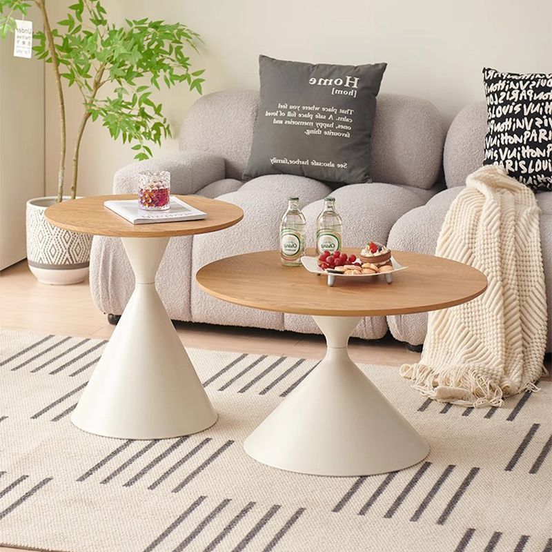 Scandinavian Cone Carbon Steel Side Table — Original Wood Color