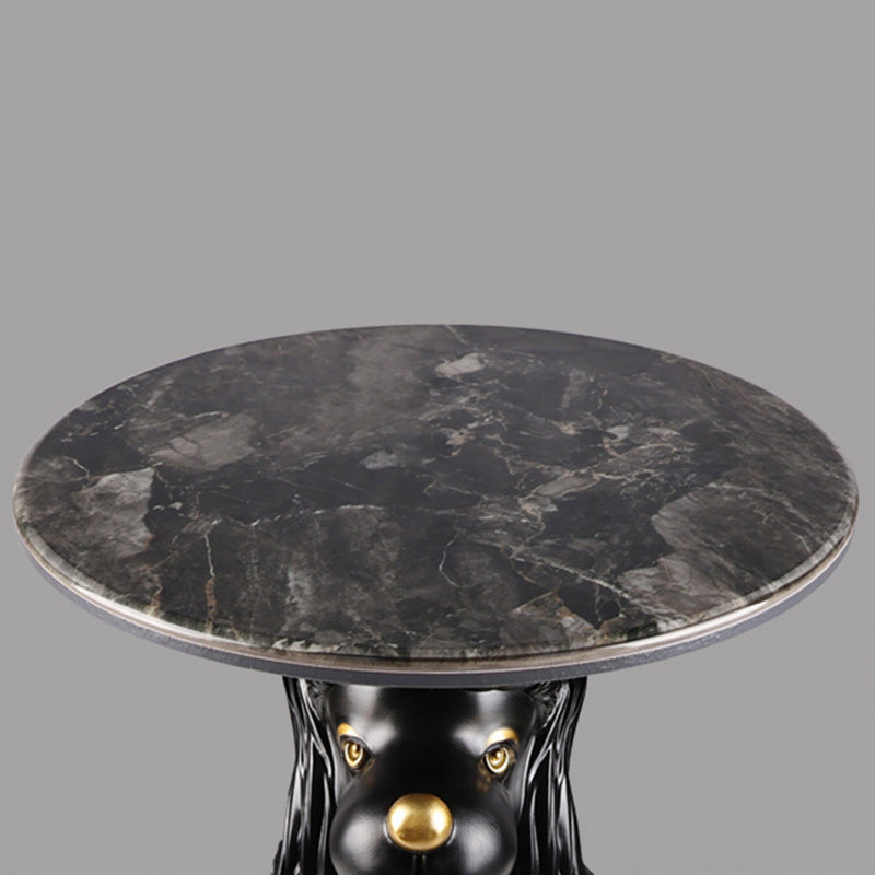 Scandinavian Puppy Kitten Marble Round Side Table 1-Tier