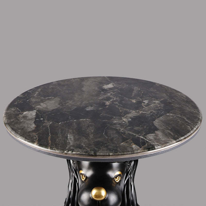 Scandinavian Puppy Kitten Marble Round Side Table 1-Tier