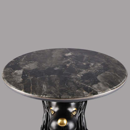 Scandinavian Puppy Kitten Marble Round Side Table 1-Tier