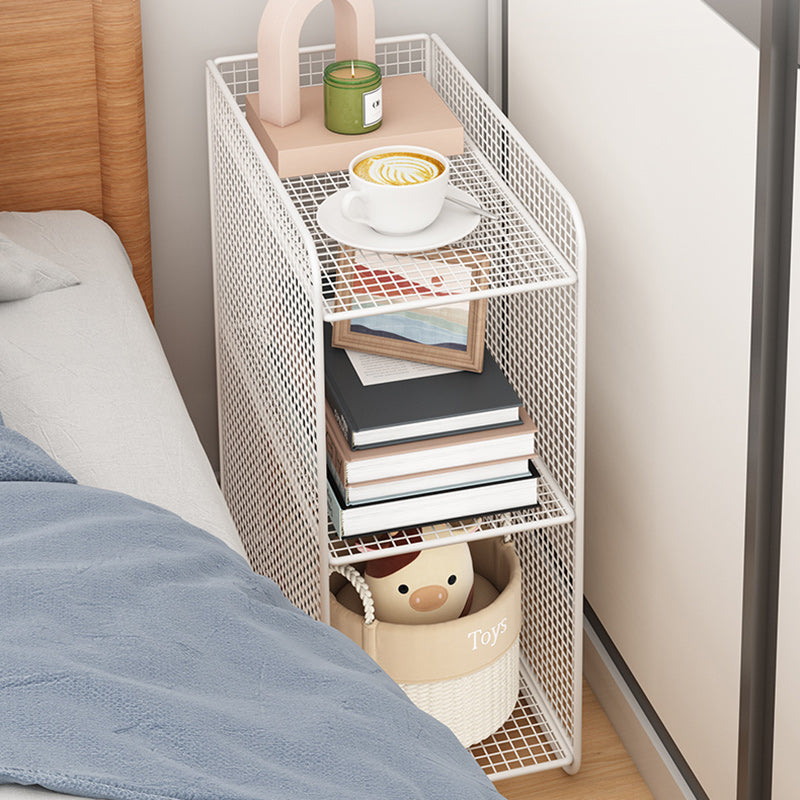 Minimalist Lattice Mesh Iron Side Table — White