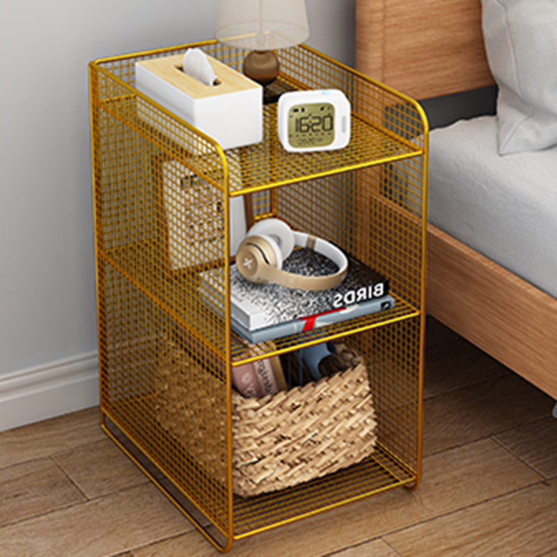 Minimalist Lattice Mesh Iron Side Table — Gold