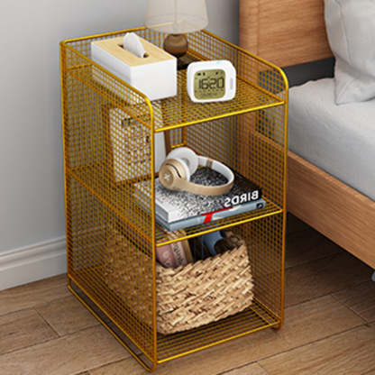 Minimalist Lattice Mesh Iron Side Table — Gold