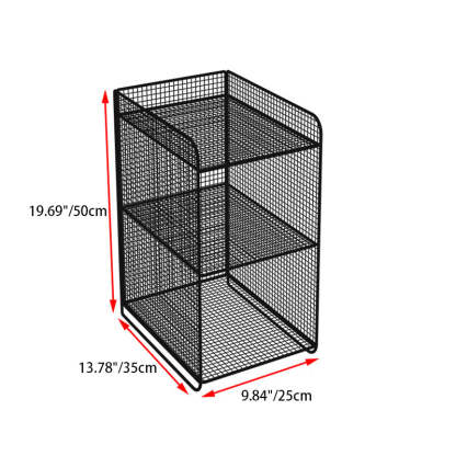 Minimalist Lattice Mesh Iron Side Table — Black