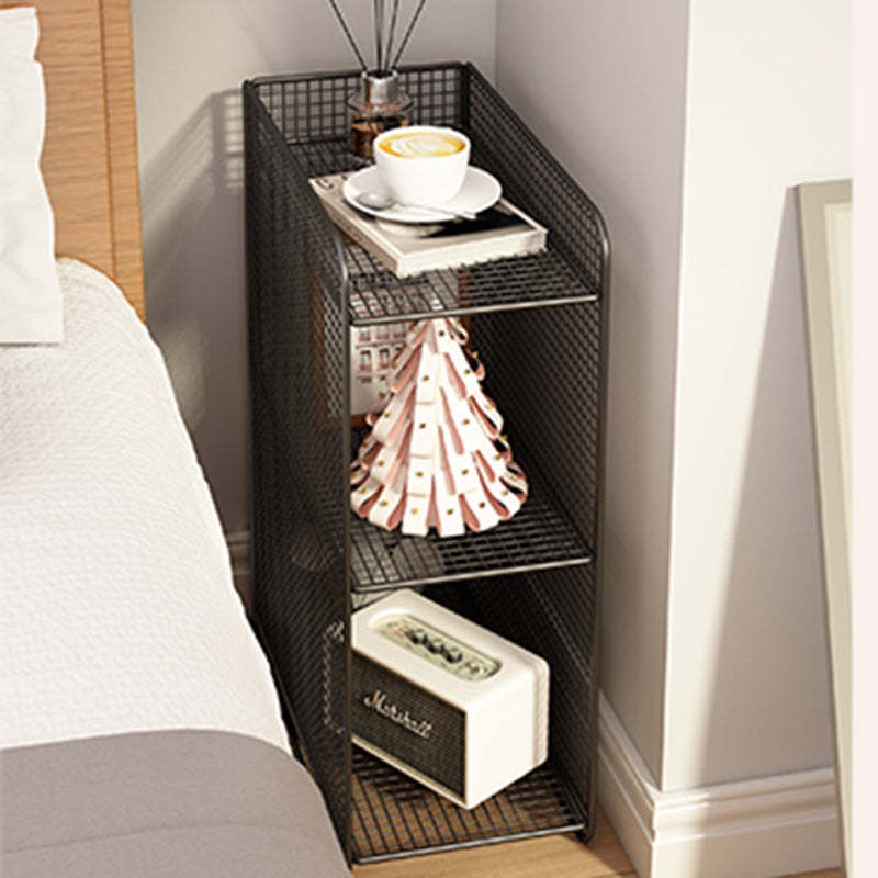Minimalist Lattice Mesh Iron Side Table — White