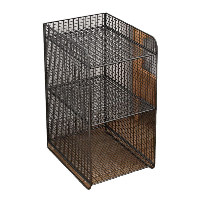 Minimalist Lattice Mesh Iron Side Table — Gold