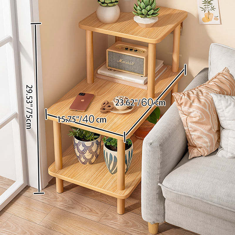 Scandinavian Cylinder Wood 3-Tier Side Table — White