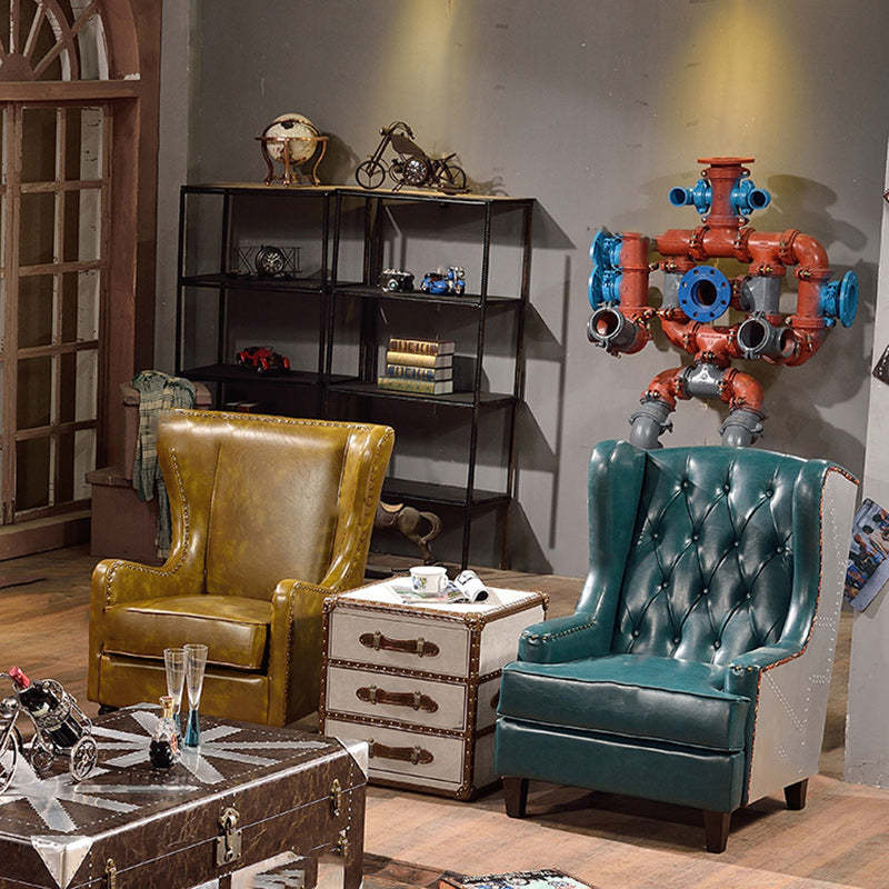 Industrial Leather Metal 3-Drawer Side Table