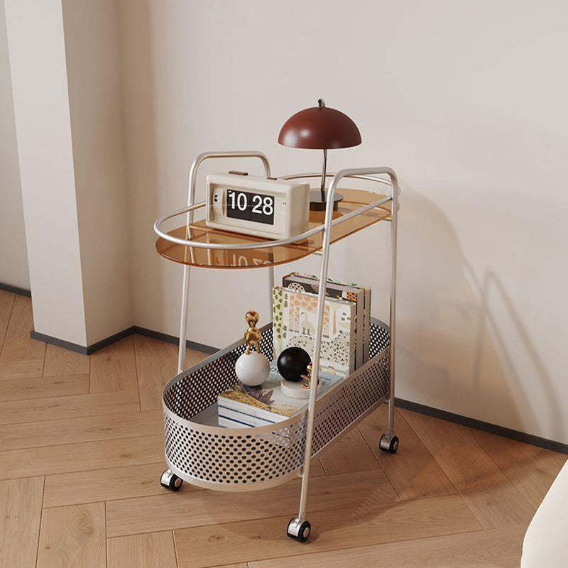 Silver creative oval tempered end & side tables