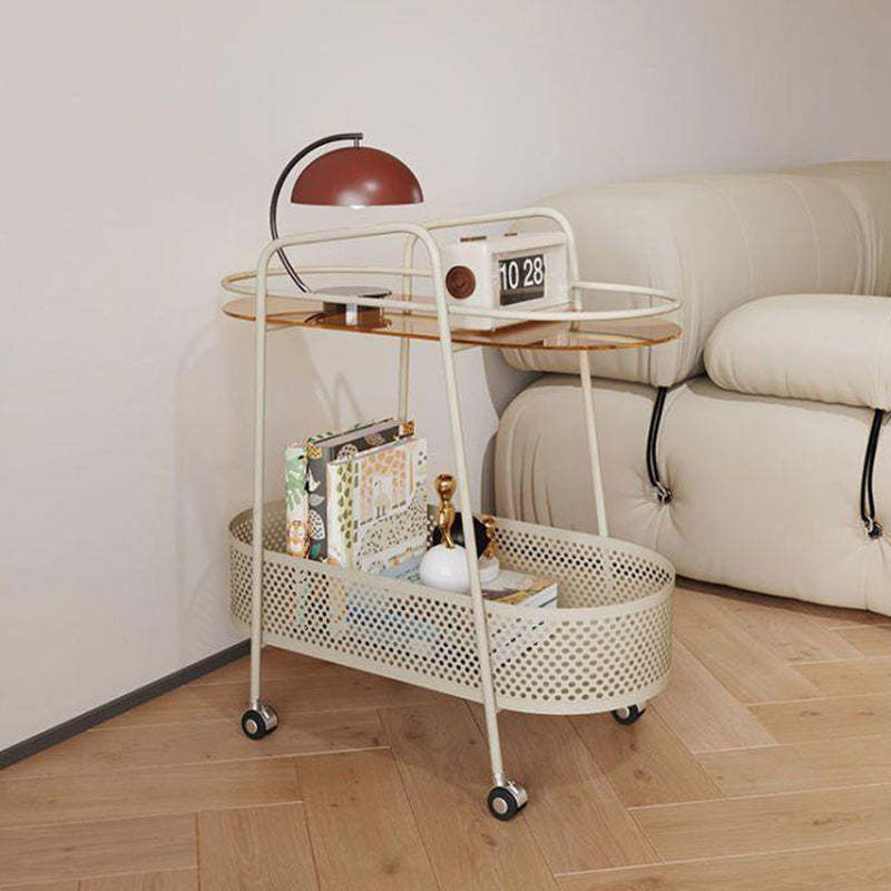 Lighom creative tempered oval iron glass wood end & side tables