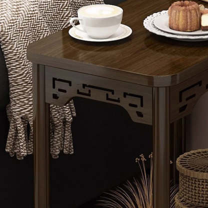 Chinese Carved Fiberboard Solid Wood Side Table 3-Tier