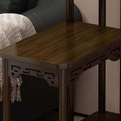 Chinese Carved Fiberboard Solid Wood Side Table 3-Tier
