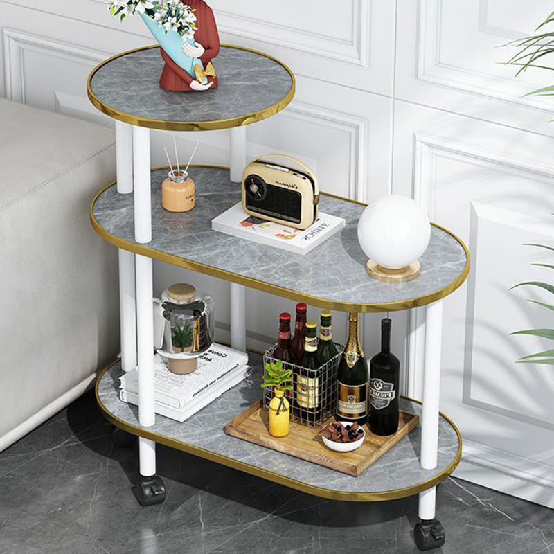 Scandinavian Fiberboard Solid Wood Oval Side Table 3-Tier