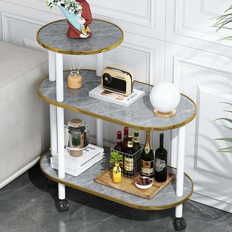 Scandinavian Fiberboard Solid Wood Oval Side Table 3-Tier