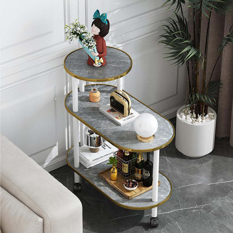 Scandinavian Fiberboard Solid Wood Oval Side Table 3-Tier
