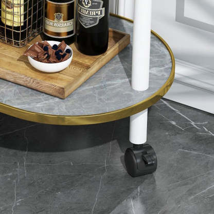 Scandinavian Fiberboard Solid Wood Oval Side Table 3-Tier