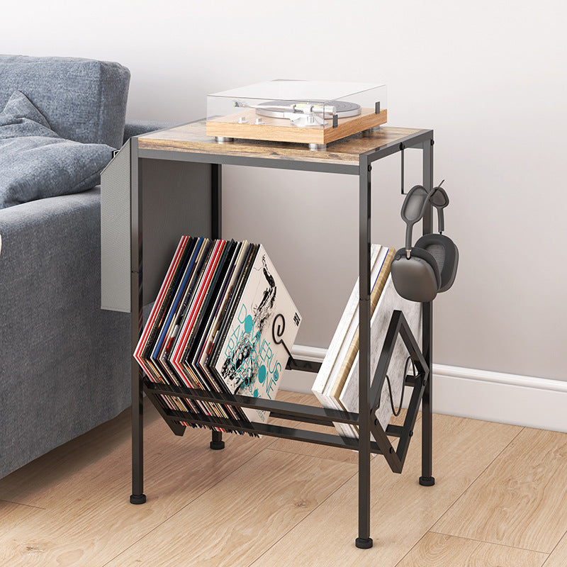 Vintage Wood V-Shelf Rectangular Side Table 2-Tier