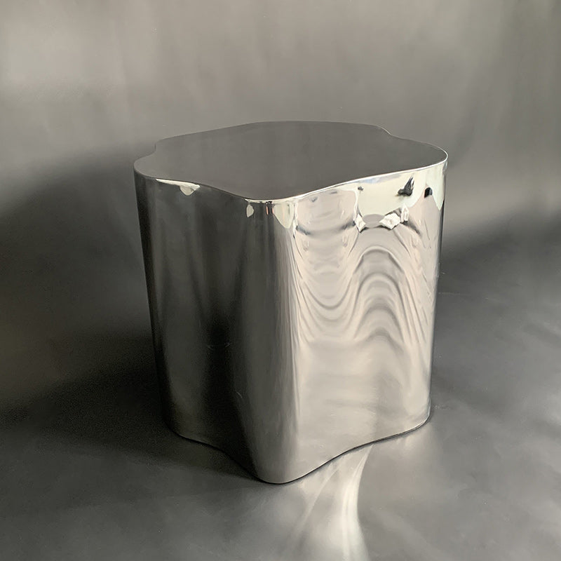 Minimalist Cloudy Cylinder Stainless Steel Side Table