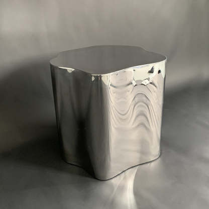 Minimalist Cloudy Cylinder Stainless Steel Side Table