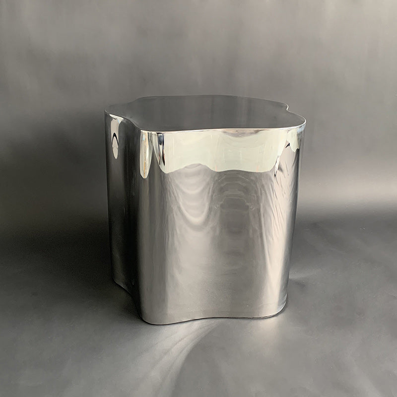 Minimalist Cloudy Cylinder Stainless Steel Side Table