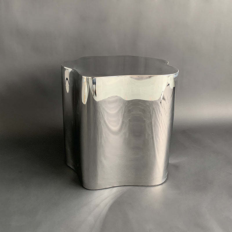 Minimalist Cloudy Cylinder Stainless Steel Side Table