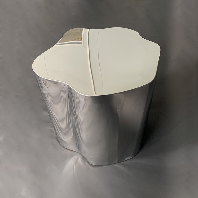 Minimalist Cloudy Cylinder Stainless Steel Side Table