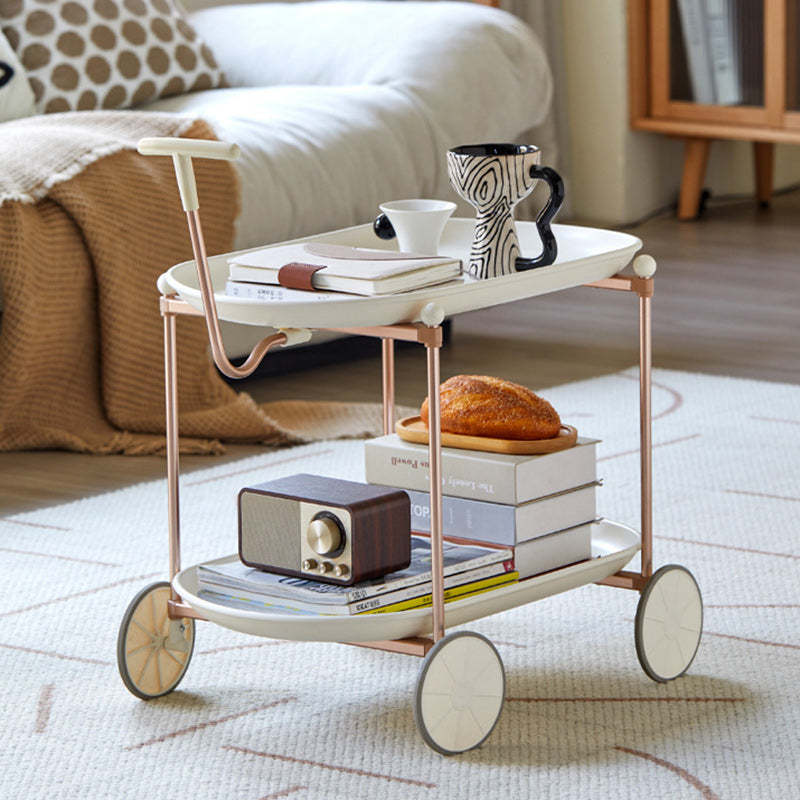 Oval Plastic Aluminum Side Table — White