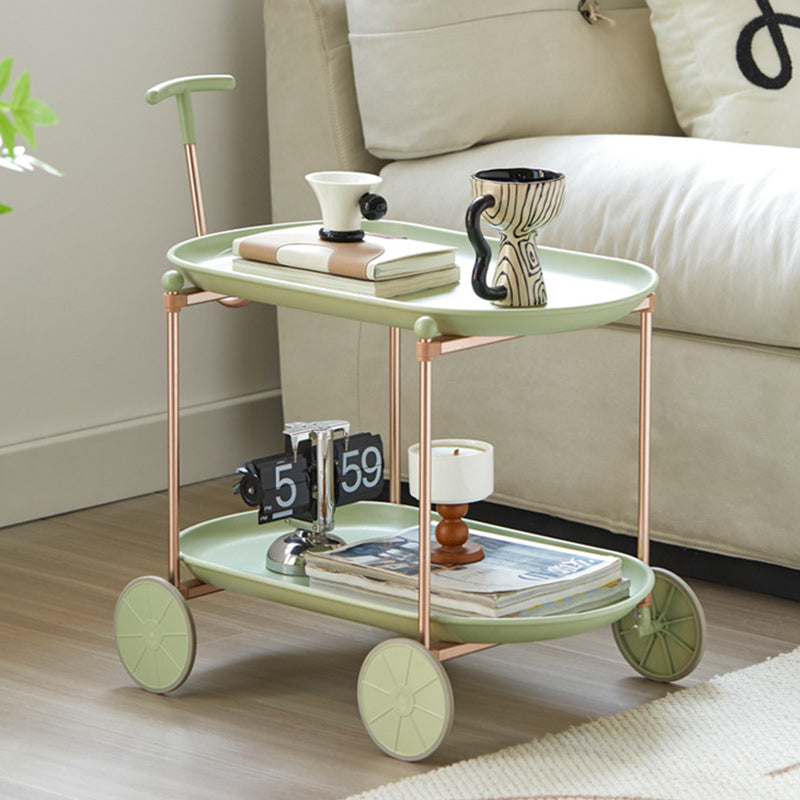 Oval Plastic Aluminum Side Table — Green