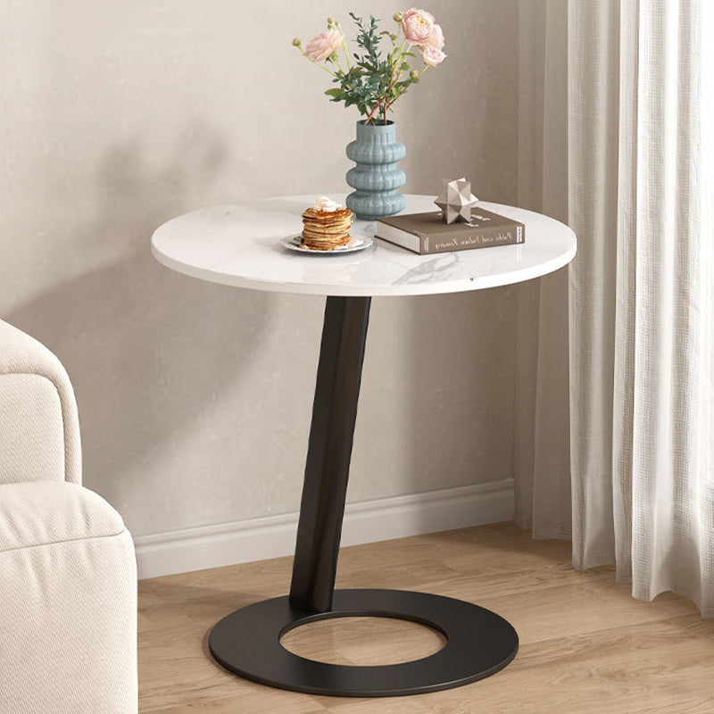 Round Rock Slab Steel Side Table — Round / Black
