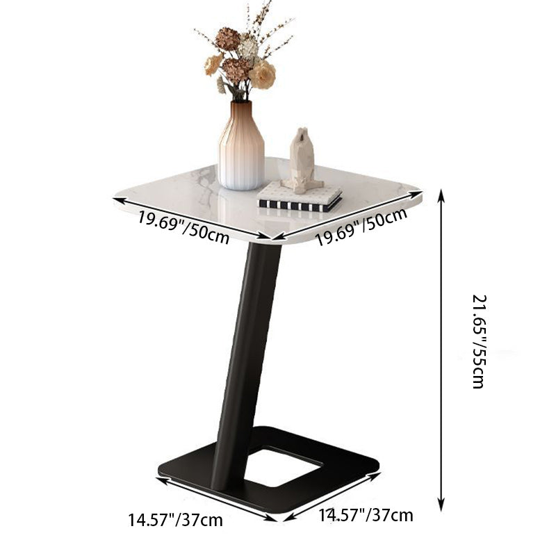 Round Rock Slab Steel Side Table — Square / Gold