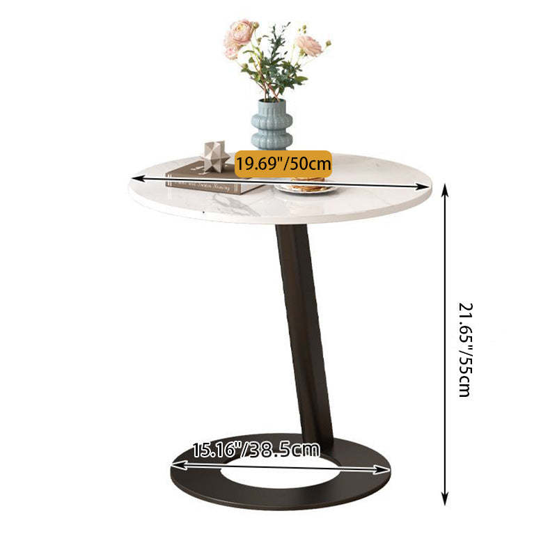 Round Rock Slab Steel Side Table — Round / Gold