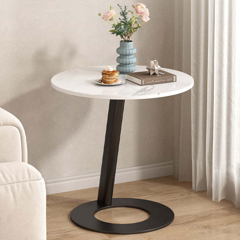 Round Rock Slab Steel Side Table — Round / Black