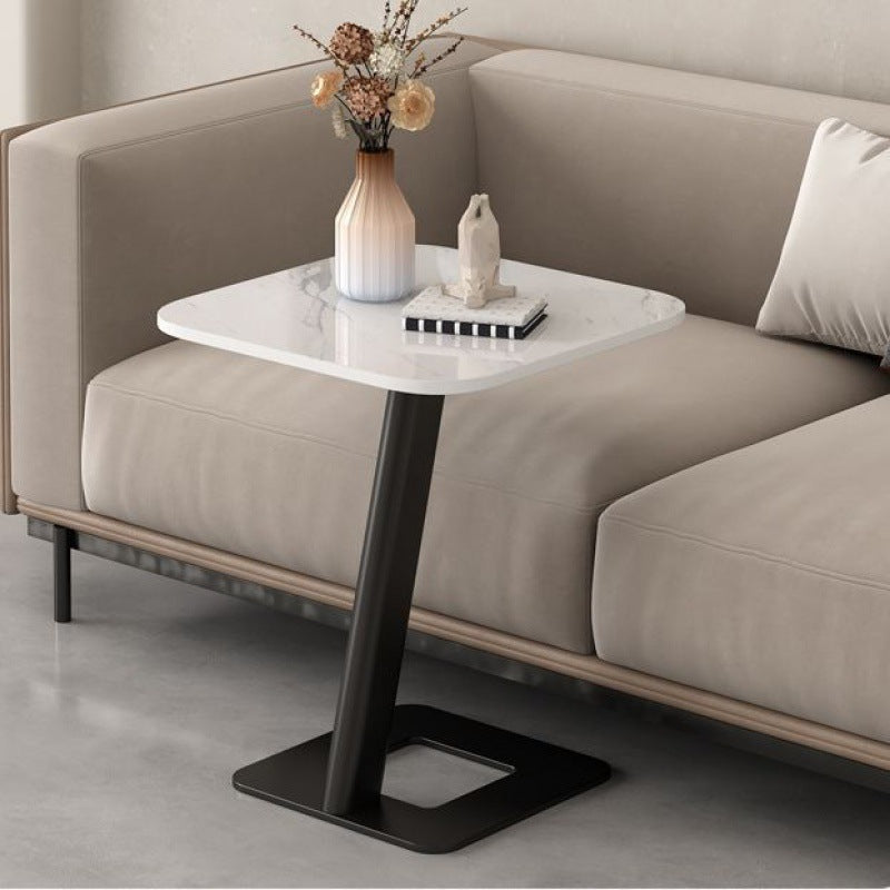 Round Rock Slab Steel Side Table