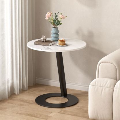 Round Rock Slab Steel Side Table