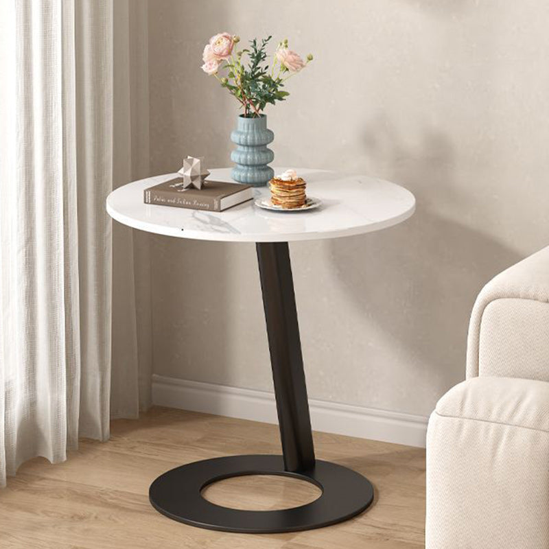 Round Rock Slab Steel Side Table