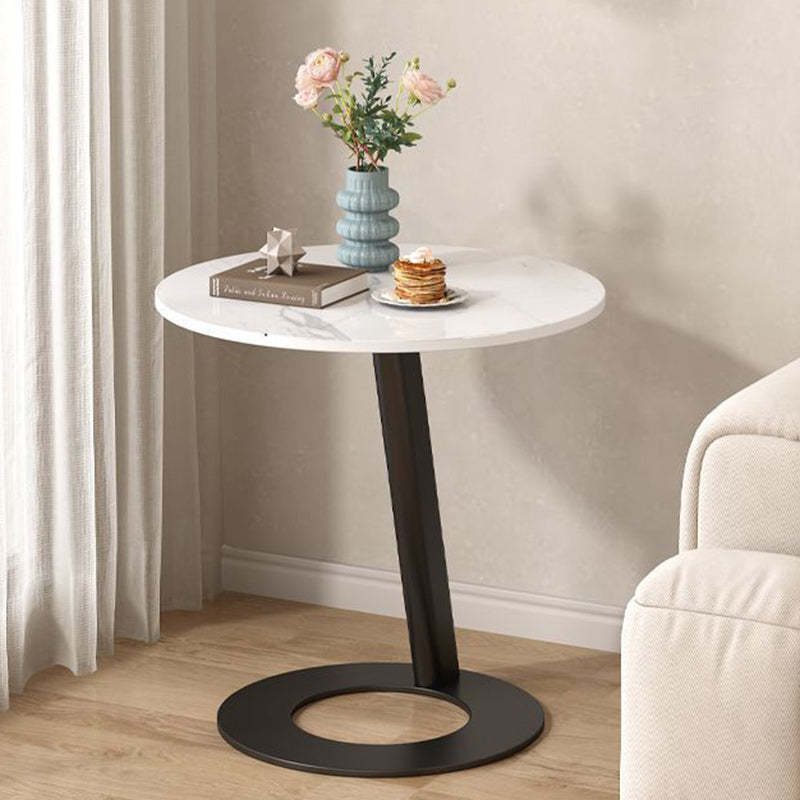 Round Rock Slab Steel Side Table