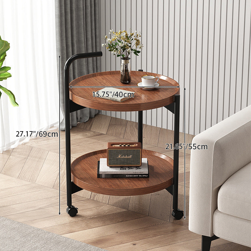 Minimalist Disc Cylinder Wood Metal Side Table