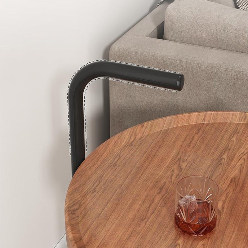 Minimalist Disc Cylinder Wood Metal Side Table
