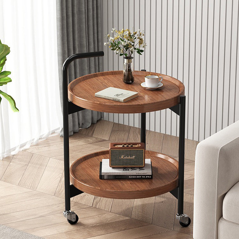Minimalist Disc Cylinder Wood Metal Side Table