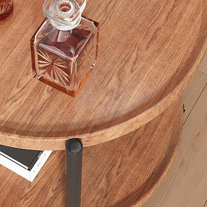 Minimalist Disc Cylinder Wood Metal Side Table