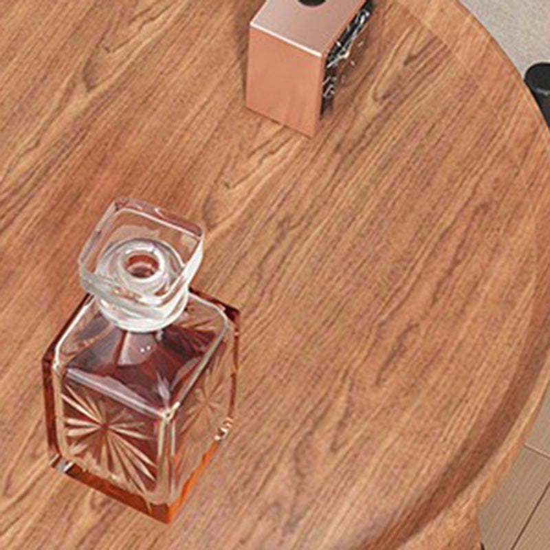 Minimalist Disc Cylinder Wood Metal Side Table