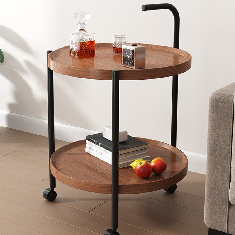 Minimalist Disc Cylinder Wood Metal Side Table