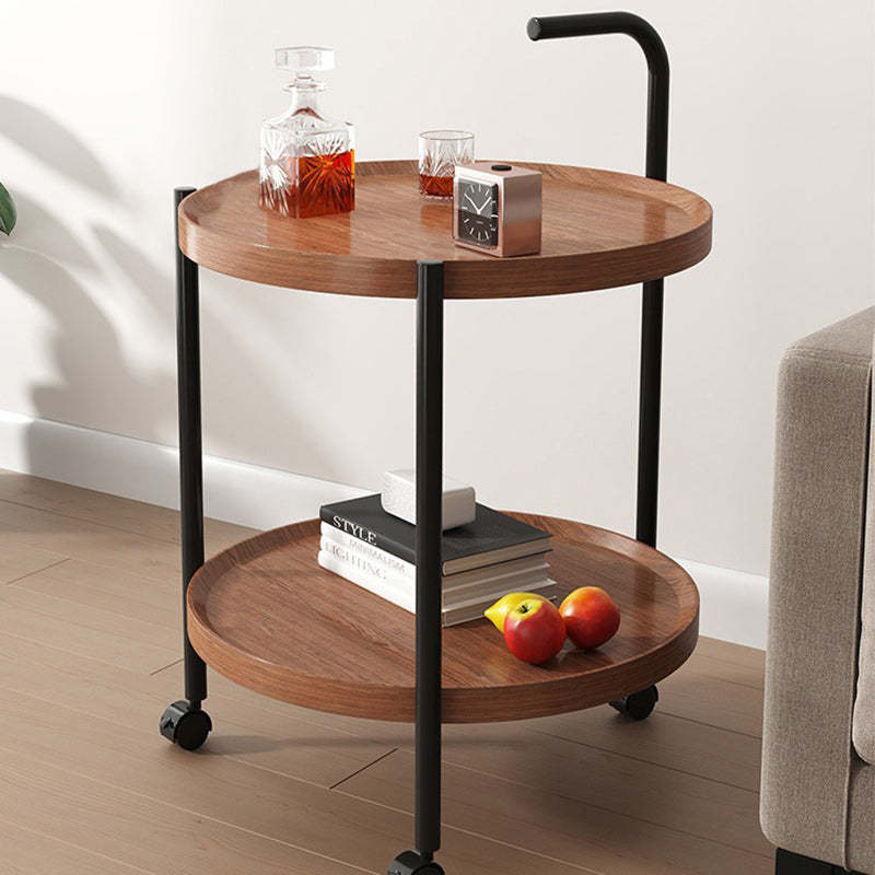 Minimalist Disc Cylinder Wood Metal Side Table