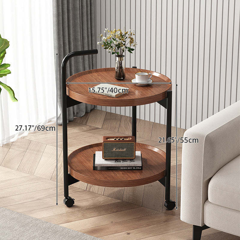 Minimalist Disc Cylinder Wood Metal Side Table