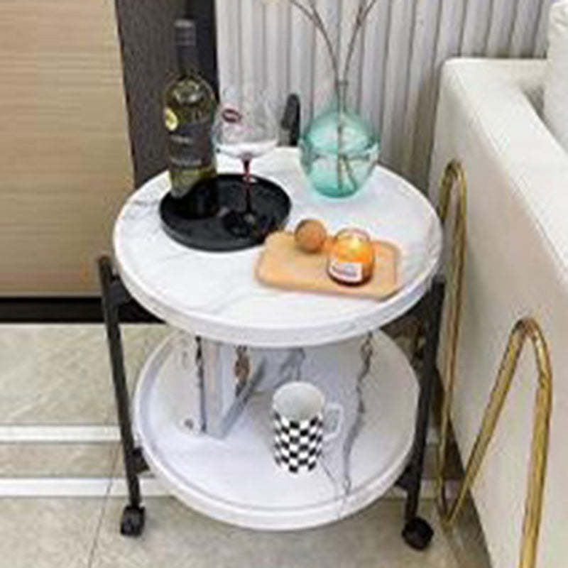 Minimalist cylinder disc white end & side tables