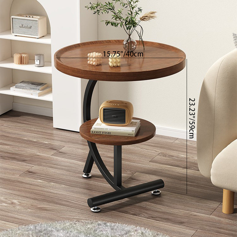 Scandinavian Moon Blister Board Steel Side Table — Walnut Color