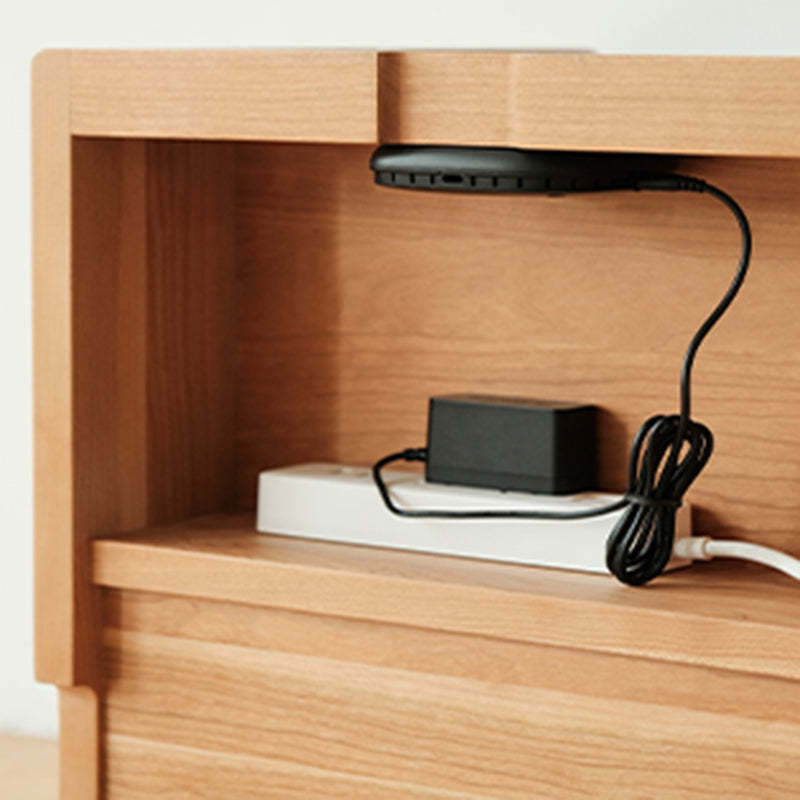 Retro Solid Wood Cube 3-Drawer Nightstand