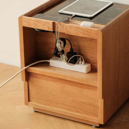 Retro Solid Wood Cube 3-Drawer Nightstand